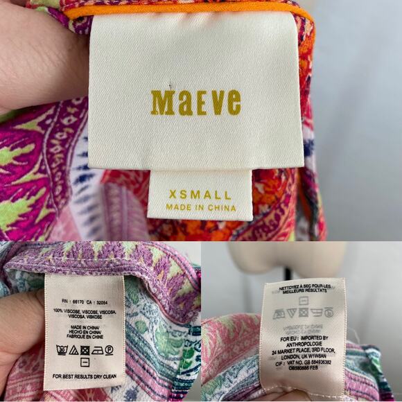Anthropologie Maeve Milla Top Multicolor Striped Boxy Flowy Boho Beach Size XS - Picture 6 of 8